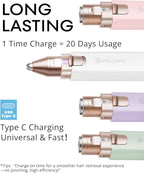 VOGCREST Hair Trimmer, 2 in 1 Facial Hair Remover & Eyebrow Trimmer for Women - Rechargeable, Portable, LED Light (White)