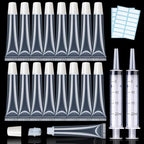 AMORIX 50PCS Lip Gloss Tubes 20ml White Cap Lip Gloss Containers Empty Refillable Cosmetic Squeeze Lipgloss Tubes + 2 x 20ml Syringes Tag Labels for DIY Lip Gloss Base Glitter