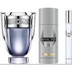 Paco Rabanne Invictus 3-Piece Gift Set for Men, (3.4 Oz Eau De Toilette Spray + 5.0 Oz Deodorant spray + 0.33 Oz Travel Spray)