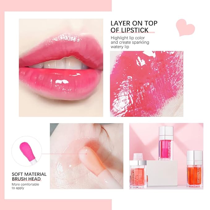 Plumping Lip Oil, Long Lasting Hydrating Lip Gloss Tinted Lip Balm Non-sticky Revitalizing, Tinting Lip Care Oil for Dry Lip (RASPBERRY)