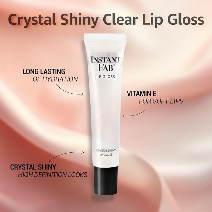 STUDIO LIMITED Instant Fab Crystal Shiny Clear Lip Gloss Long Lasting Ultra Hydrating Plumping Lip Gloss for women girls Value Pack 14ml/ 0.47oz (Clear, 3 Pcs)