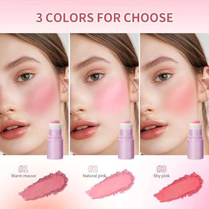 Soft Face Blush Stick, Matte Natural Long Lasting Blush for a Flawless Finish, Creamy Blendable Formula for All Skin Types, Everyday Wear Professional Quality Makeup (Natural pink, Large)