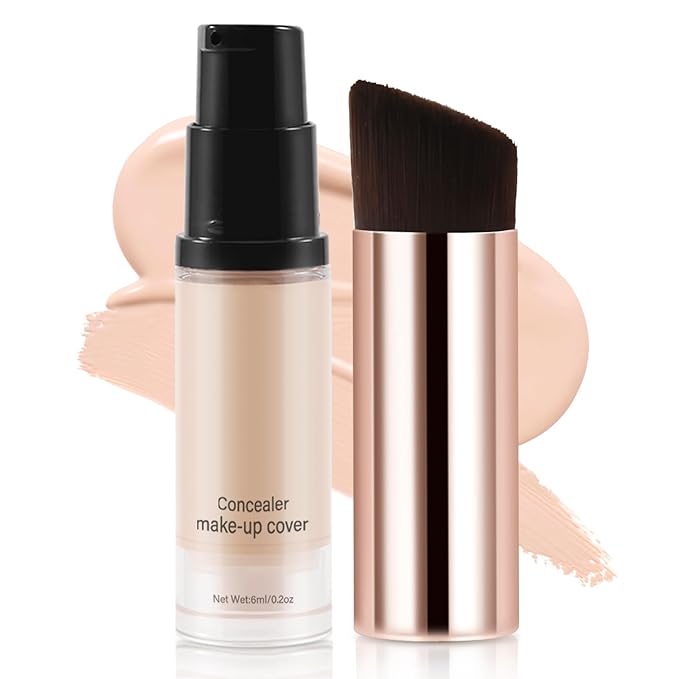 2pcs Liquid Concealer Set with Brush,Full Cover,Concealer W