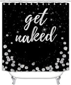 4PCS Luxury Diamond Shower Curtain Set, Bling Rhinestone Gem Crystal Jewelry Shining Starry Sky Galaxy Bathroom Decor, Waterproof Fabric Black Shower Curtain, Get Naked Bath Mat Toilet Rug