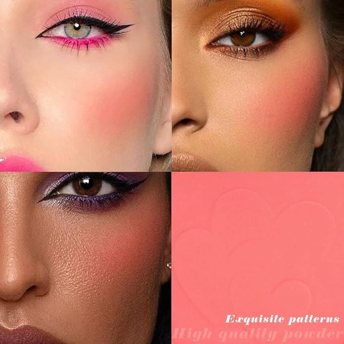 Single Coral Orange Matte Blush for Cheeks Face Blushes Makeup Palette, Rose Bean Monochrome Cream Blushes Palette Makeup for Older Women, Natural Pigmented Paleta de coral anaranjado monocromática 04