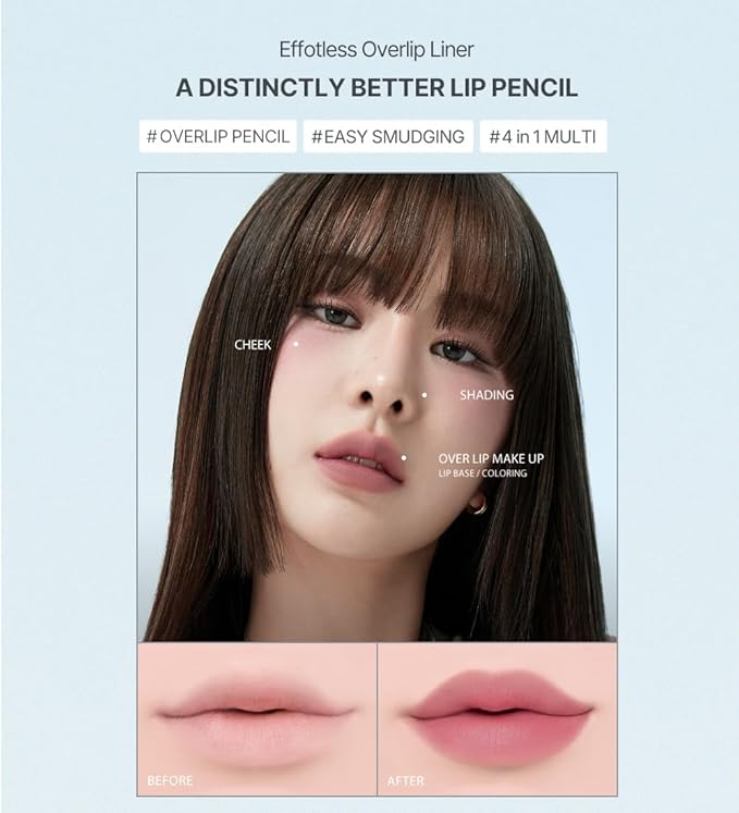 Heart Percent Dote On Mood Lip Pencil, Long-Lasting Creamy Lip Crayon Smooth Color Liner Retractable Lipstick Pencil 0.8g, 18. Fig Rose