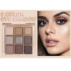 9 Colors Nude Eyeshadow Palette Makeup,Taupe Bronze Brown Matte Cream Eye Shadow,High Pigmented Natural Neutral Eyeshadow Palette Nude,Naturing-Looking Long Lasting Waterproof Blendable
