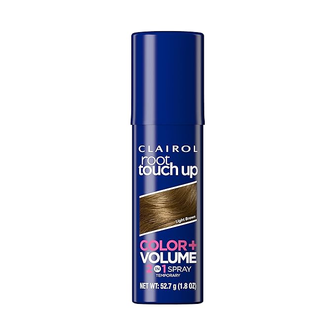 Clairol Root Touch-Up Color + Volume 2-in-1 Temporary Spray, Light Brown Hair Color, Pack of 1