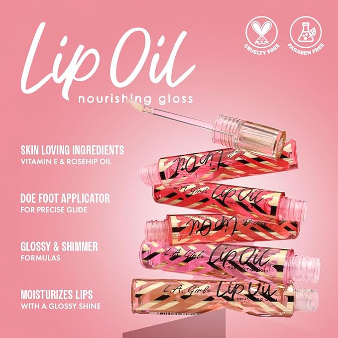 L.A. Girl Lip Oil Nourishing Gloss, Shimmer Cherry GLC725