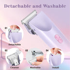 Women Bikini Trimmer, Dual-Head Hair Trimmer for Women,2-in-1 Bikini Shaver with Ceramic Blade Heads & Type-C Charging Port, Electric Razors for Women Pubic Hair,Underarms,Legs,Arms,Face(Light Purple)