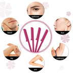 10 Pieces Women's Facial Razor Eyebrow Shaver Razor Brow Shaper Eyebrow Trimmer Dermaplaner Shaping Tool with Cover (Rose Red)