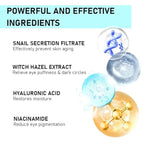 Snail Peptide Eye Cream, Snail Mucin Eye Cream Contains Niacinamide, Hyaluronic Acid To Reduce Wrinkles, Dark Circles, Puffiness and Fine Lines 17 ML