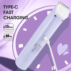 Lanumi 2 in 1 Electric Shaver Dual Head Bikini Trimmer Women IPX6 Wet Dry Pubic Hair Trimmer Rechargeable Body Facial Hair Remover for Face Lip Chin Underarm Legs (Purple)