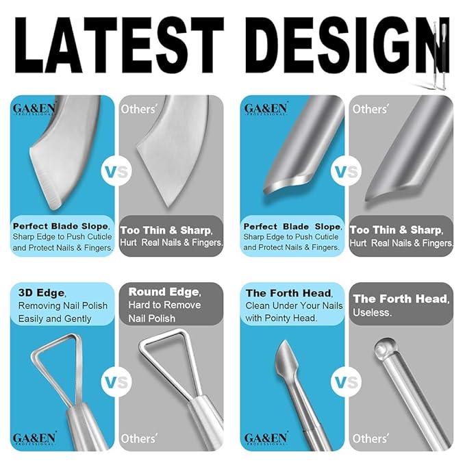 2PCS Metal Black Cuticle Pusher