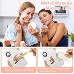 3PCS Makeup Mixing Palette, Stainless Steel Cosmetic Makeup Palette With Spatula Makeup Artist Tool, Professional Cosmetic Mixing Makeup Palette For Mixing Eye Shadow/Eyelash/Nail Art/Foundation