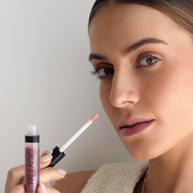 Palladio Lip Gloss, Non-Sticky Lip Gloss, Contains Vitamin E and Aloe, Offers Intense Color and Moisturization, Minimizes Lip Wrinkles, Softens Lips with Beautiful Shiny Finish, Watermelon