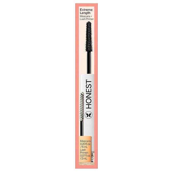 Honest Beauty 2-in-1 Extreme Length Clean Mascara + Lash Primer | Lengthening + Volumizing | EWG Verified + Cruelty Free | Black, .27 fl oz
