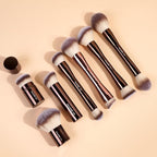 MAANGE 7pcs Makeup Brush Set Double Sided Kabuki Makeup Brushes Contour Brush for Foundation Liquid Powder Concealer Cream Cosmetics Bronzer Blending Blush Buffing Makeup Tools (Coffee)