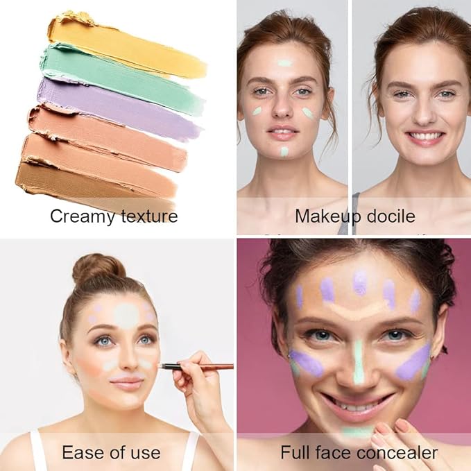 6 Color Correcting Concealer Palette With Concealer Brush, Correcting