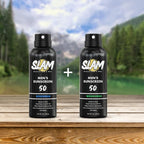 SLAM WoodsMan & BeachMan Bundle - Men's Scented Sunscreen, Sunscreen Spray, Water Resistant Sunscreen, Paraben Free, Broad Spectrum UVA/UVB Sunscreen (Large, 50, Sun Protection Factor (SPF))
