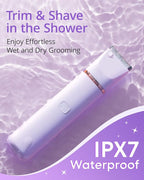 Electric Bikini Trimmer: 2 in1 Body Facial Hair Remover - Painless Pubic Hair Shaver (Purple)