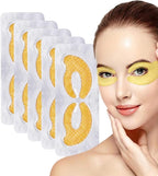 Gold Hydrogel Eye Mask Collagen Crystal Eye Mask Patches Anti-Aging Under Eye Pads - Reduce Wrinkles,Puffy Eyes,Dark Circles,Eye Bags - Moisturizer Eye Contour Mask, Improve Skin Elasticity | 5 Pairs