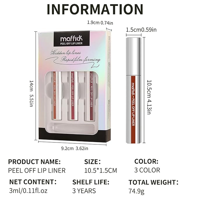 3PCS Lip Liner，Peel Off Lip Liner Tattoo, Peel Lip