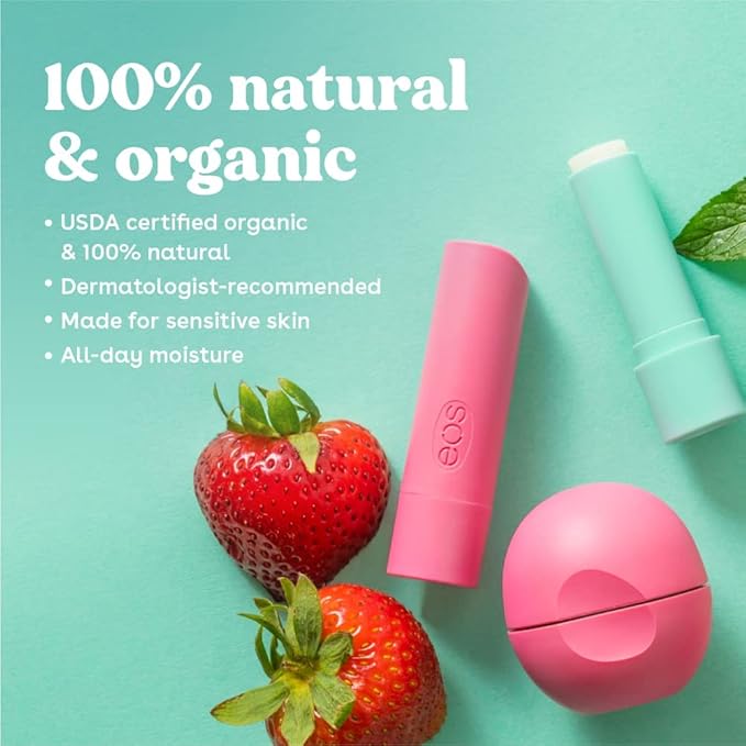 eos, 100% Natural Shea Lip Balm, Sweet Mint, 2 Pack, 0.39 oz (11 g)