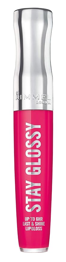 Rimmel Stay Glossy Lip Gloss - Non-Sticky and Lightweight Formula for Lip Color and Shine - 360 The Future is Pink, .18oz