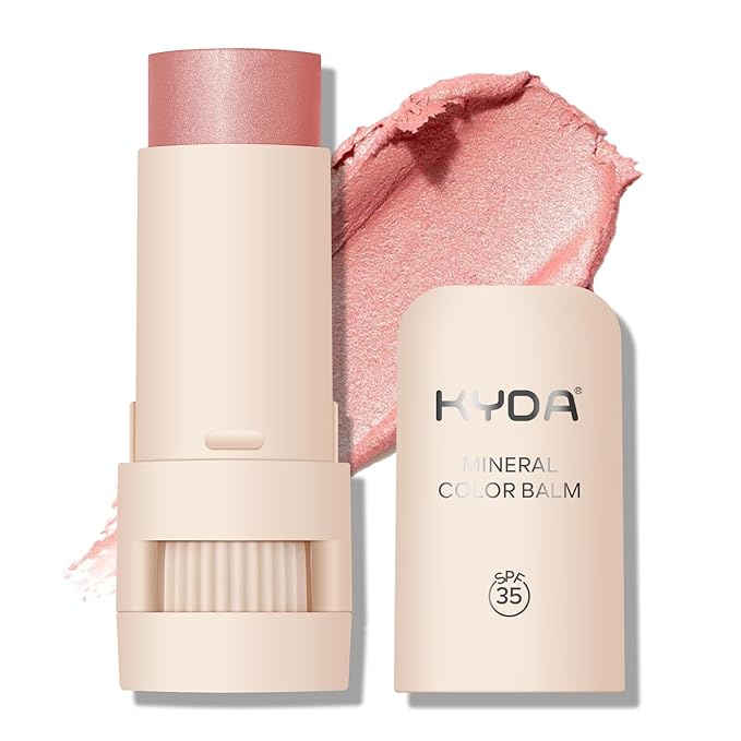 Mineral Color Balm, SPF 35 Multi Color Stick for Lips, Cheeks& Eyes, Blendable Creamy Lightweight Formula, Buildable Shimmer Finish, Multiuse Makeup Stick, Blush