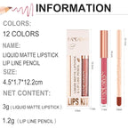 2Pcs Matte Nude Lip Liner Pencil and Lip Longwear