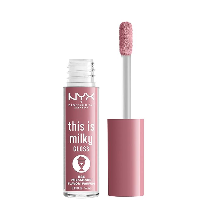 NYX PROFESSIONAL MAKEUP This Is Milky Gloss, Lip Gloss with 12 Hour Hydration, Vegan - Ube Milkshake (Mauve Purple)