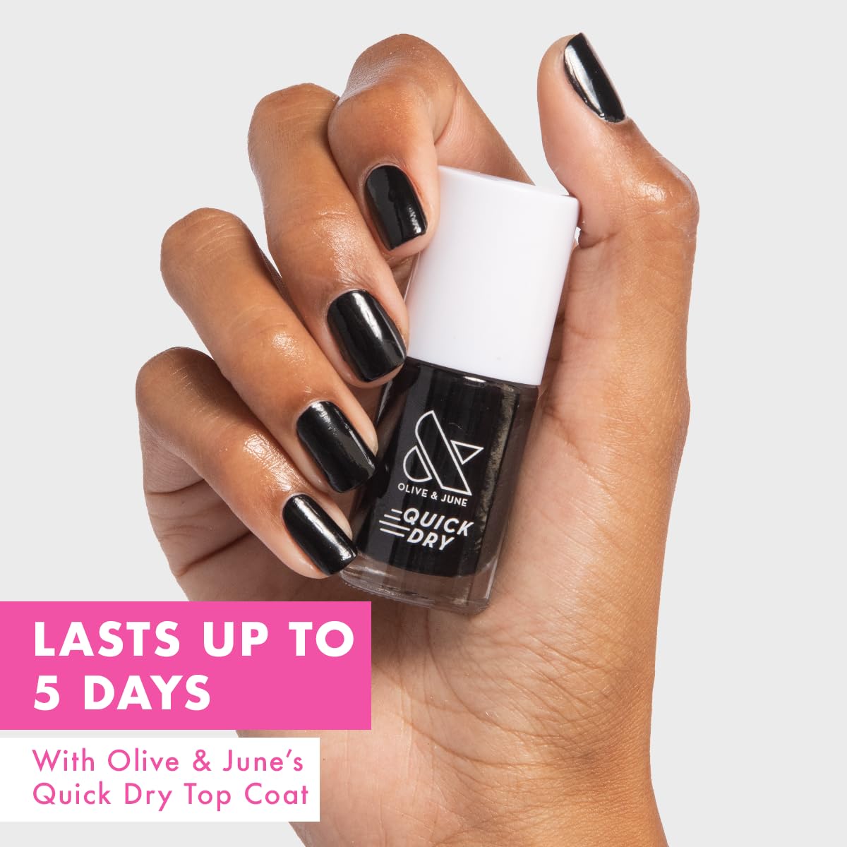 Olive & June Quick Dry Nail Polish | Instant, Fast-Drying, Smudgeproof Color | 15-free, Vegan, Cruelty-Free Formula | Lasts up to 5 Days | Salon-Quality Manicure Pedicure at Home | Cateye Inky Black