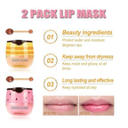 4 PCS Bee Lip Mask Balm Honey Pot, Strawberry & Honey Lip Masks Hydrating Prevention Dry and Cracked Lip Scrubs Exfoliator, Lip Exfoliating Sleeping Lip Mask, Moisturizing Lip Reduces Lip Lines