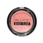 Palladio Baked Blush, Highly Pigmented Shimmery Formula, Easy to Blend and Highly Buildable, Apply Dry for a Natural Glow or Wet for a Dramatic Luminous Look, Long Lasting for All day Wear, Berry