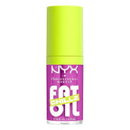 NYX PROFESSIONAL MAKEUP Fat Oil Chillz, Moisturizing, Shiny and Vegan Tinted Lip Gloss - Strawberry Slush (Sheer Pinkish Purple)