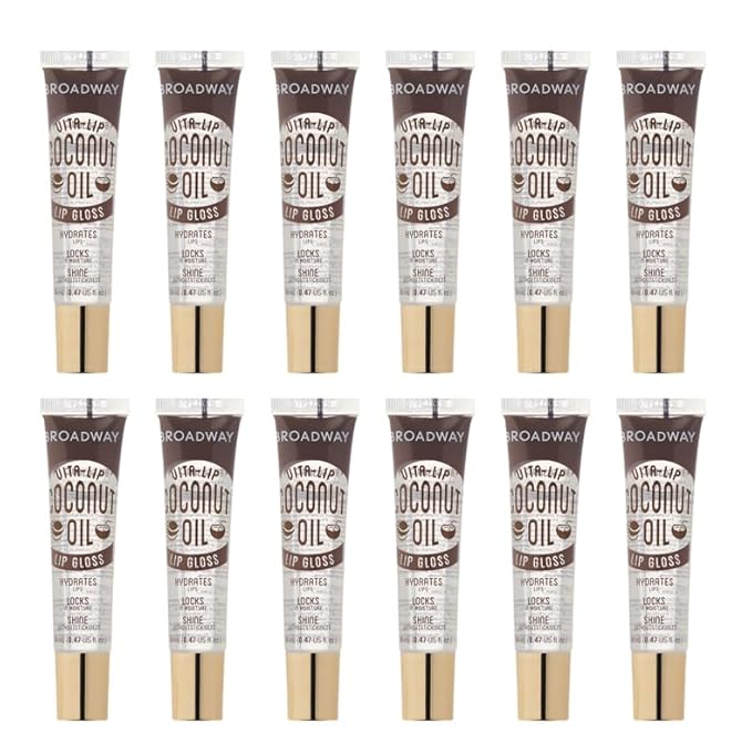 Ruby Kisses Broadway Vita-Lip Clear Lip Gloss (Coconut Oil 12 Pack), Ultra-Hydrating & Soothing Formula with Vitamin Oils, High-Shine Non-Sticky Finish, Healing Glossy Lip Balm Locks in Moisture