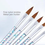 5pcs Nail Art Brushes Set, Nail Art Design Pen Painting Tools with Nail Extension Gel Brush, Nail Polish Brush, Builder Nail Gel Brush, Nail Dotting Pen Salon at Home Diy Manicure (Blue)