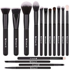 DUcare Makeup Brushes 15Pcs Premium Synthetic Kabuki Makeup Brush Set, Professional Foundation Concealers Powder Blush Blending Face Eye Shadows Black Brush Sets