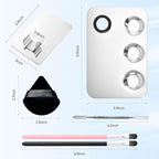 Stainless Steel Cosmetic Palette with Spatula, 3-well Mixing
