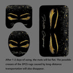 4PCS Unicorn Eyelash Shower Curtain Set, Luxury Gold Glitter Eyebrow Makeup Confetti Hello Gorgeous Glam Modern Fashion Black Women Bathroom Decor, Non-slip Bath Mat Toilet Rug, Gold Eyelash
