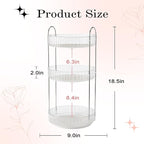 360° Rotating Makeup Organizer for Vanity, Spinning Cosmetics Organizer Holder Rack, Large Capacity Bathroom Organizer Countertop, Fits Perfume, SkinCare, Makeup Brushes 3 Tiers, Transparent
