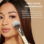 HALEYS Powder Brush VEGAN+CRUELTY-FREE, Soft, Streak-free, Perfect Blending, Buff, Blurs, Smooths, Control, Precision, Complexion tools, For powder, setting powder, blush, Sustainable Wood Handle