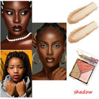 3-in-1 Highlighter Makeup Palette – Contour, Blush & Glow Kit with Matte & Shimmer Finish – Silky Pressed Powder for Face, Cheekbones, Eyes – Long-Lasting, Waterproof, Cool Toned, Travel-Friendly