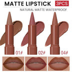 BINGBRUSH 2-in-1 Gradient Matte Lipstick & Lip Liner Set,3Pcs Long Lasting Waterproof Lip Crayon for Women, Flawless Contour, Lightweight Ombre Lip Color Pencil(01#&02#&04#)