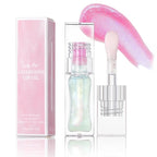 Magic Color Changing Lip Oil Ph, Glitter Lip Gloss, Upgraded Big Brush Head Moisturizing Lip Oil Long Lasting Nourishing Lip Glow Oil Non-Sticky Primer Lip Tint (# 04, 0.3 Oz)