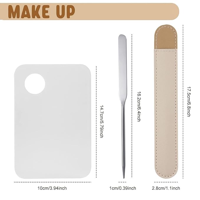 Makeup Spatula and Makeup Palette, Stainless Steel Foundation Palette & Tiny Cosmetic Spatula Tool for Nail, Art, Eye Shadow, Eyelash, Face Makeup (Acrylic)
