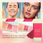 Soft Creamy Blush Stick,On-the-Go Blush,2-in-1 Cheek and Lip Tint,Waterproof Hydrating Solid Natural Moisture Smooth Blendable Matte Finish Face Blush Makeup,03 coral orange