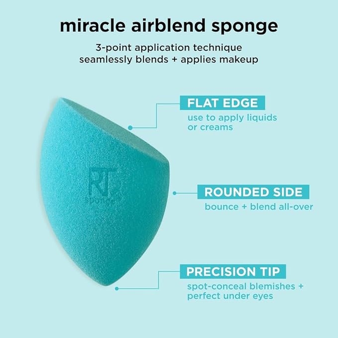 Real Techniques 6 Pack Assorted Makeup Blending Sponges, 3 Miracle Makeup Sponges, For Blending, Baking, And Setting, Use With Foundation & Powder, Dewy or Matte Finish, Cruelty-Free