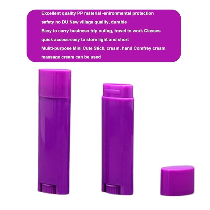 5ml 50Pcs Empty Oval Deodorant Lip balm Tubes Containers Twist-up Refillable Containers for Lipstick,Chapstick,Homemade Lip balm,DIY Deodorants(Purple)